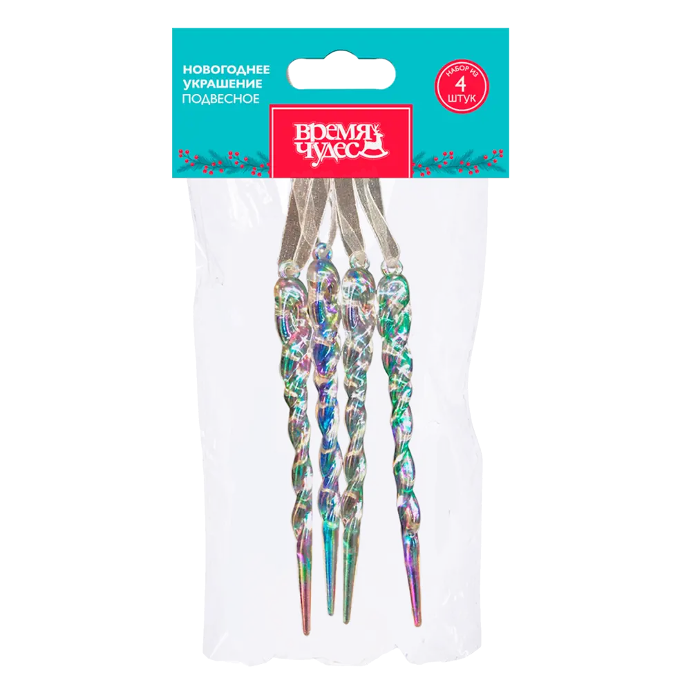 89381696 Украшение елочное Сосульки разноцветный 12 шт. STLM-1323508 Santreyd  - Вид №2