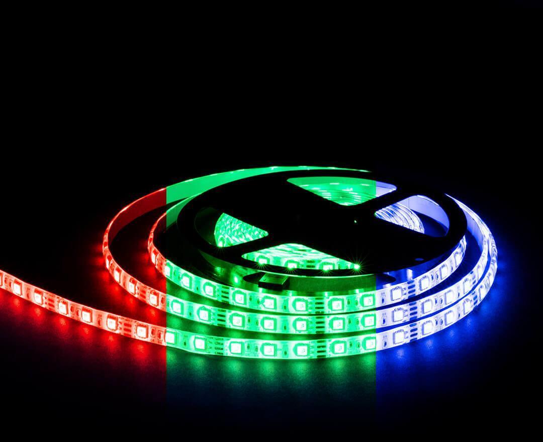 LSE-276 Светодиодная лента 14,4W/m 60LED/m 5050SMD разноцветный (RGB) 5M OGM