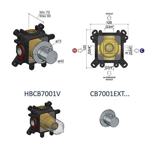 Встраиваемый однорычажный смеситель для душа Hotbath Cobber ARCH-00001040 - Вид №2