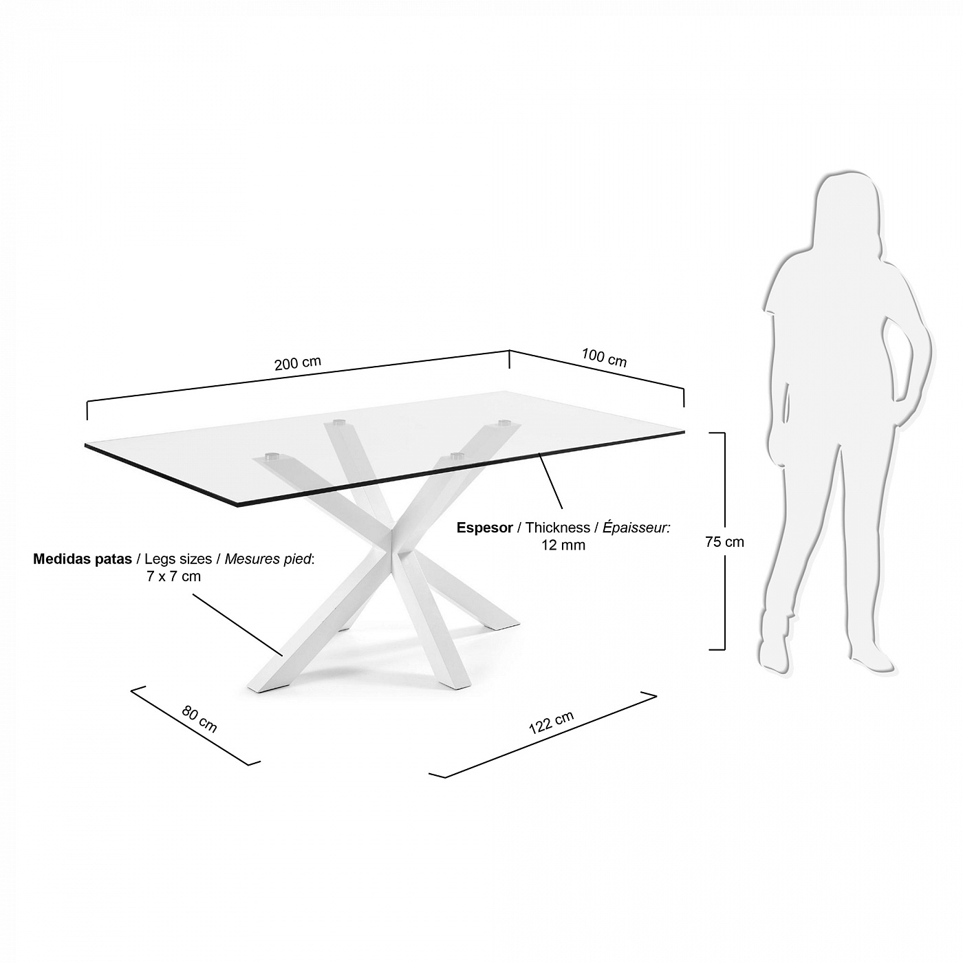 045396 Белый стеклянный стол Arya La Forma Argo - Вид №2