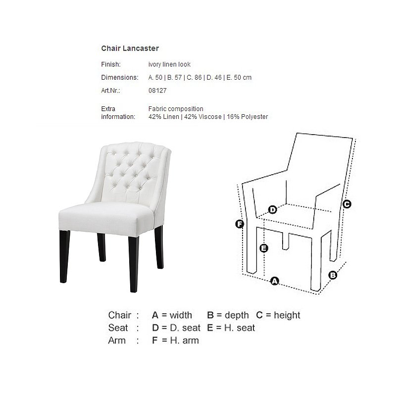 Стул обеденный белый Lancaster от Eichholtz EICHHOLTZ  247252 Белый  - Вид №1