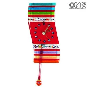 2408 ORIGINALMURANOGLASS Настенные часы с маятником Эссе - муранское стекло 13 см