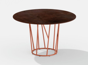 Окрашенный алюминиевый круглый стол с керамогранитной столешницей