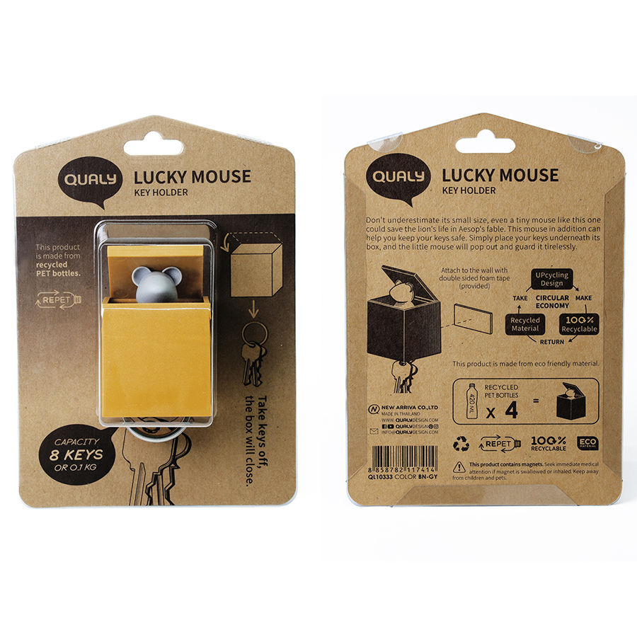 QL10333-BN-GY Держатель для ключей lucky mouse key Qualy  - Вид №5