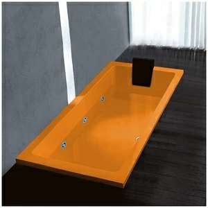 Ванна Gruppo treesse Quadra 170 V0727-DX-O оранжевая с гидромассажем прямоугольная встроенная правая