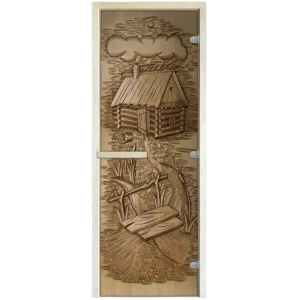 Дверь для сауны стеклянная с магнитным замком Стандарт резьба 180x690 см двусторонняя