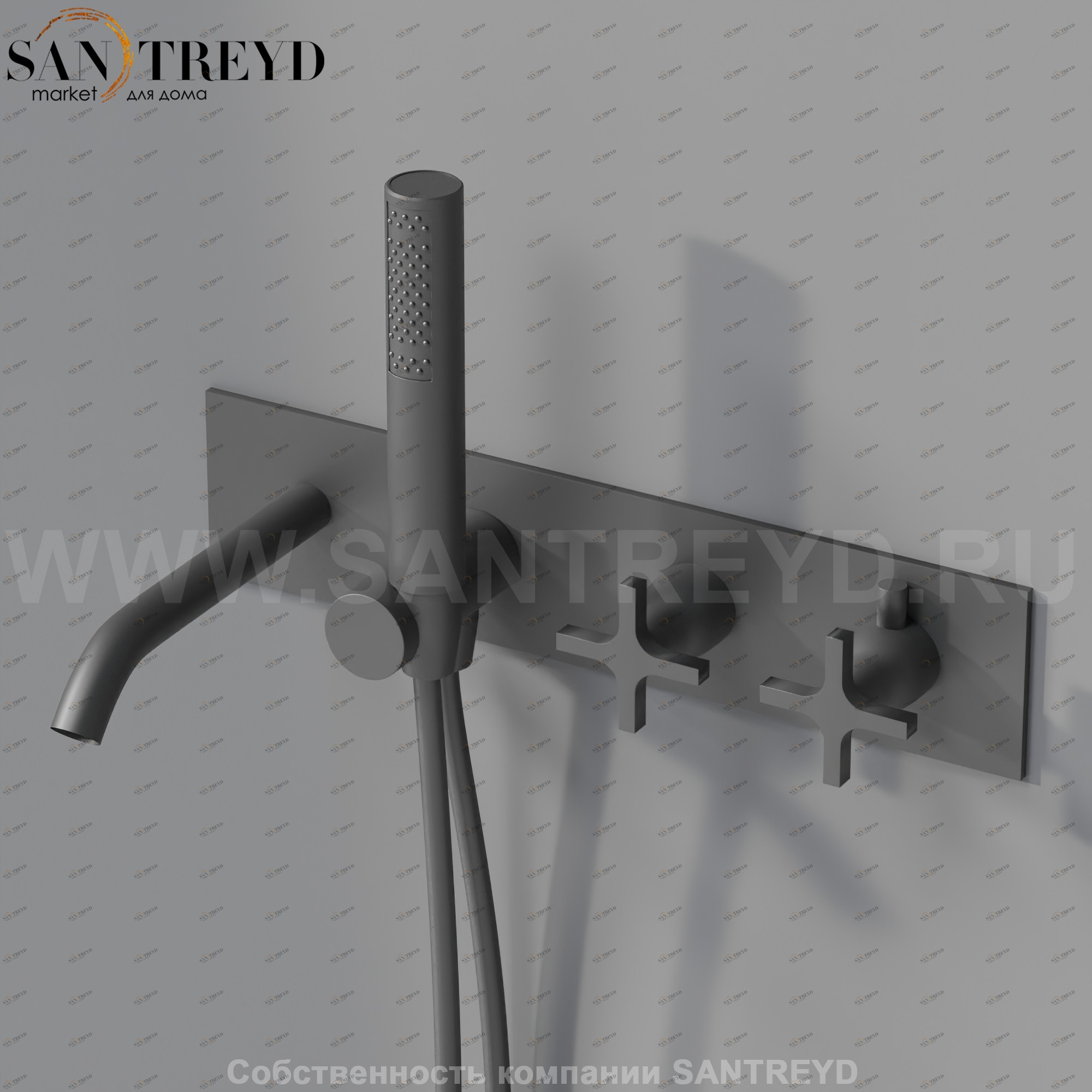 Встроенный термостат AMEM343E MEMORY для ванны черный матовый Agape