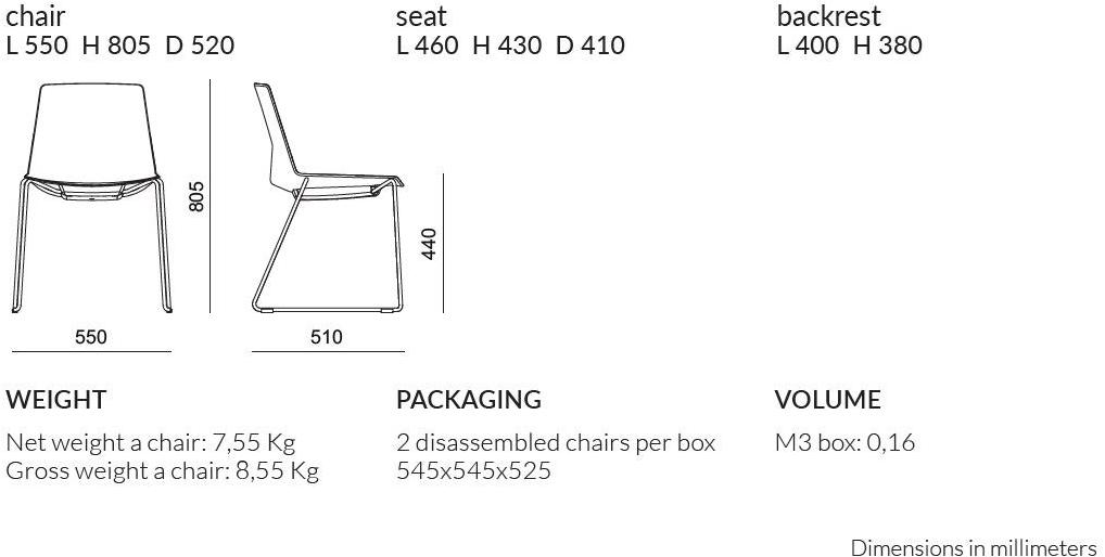 Quadrifoglio Стул для конференций, штабелируемый салазками Clue sun-id-1424141 - Вид №3