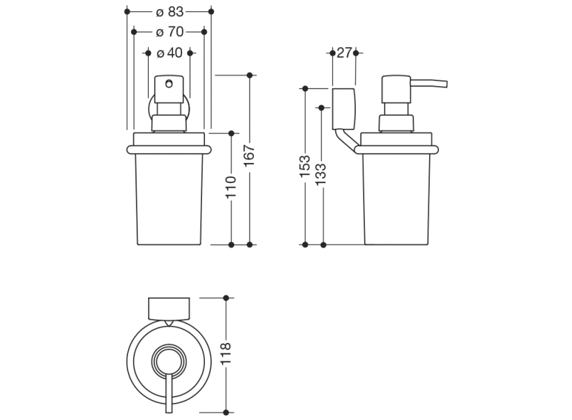 815.06.11065 Дозатор для мыла или дезинфицирующего средства с держателем HEWI Spenderprodukte  - Вид №4