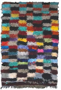 AFOLKI Прямоугольный шерстяной коврик с длинным ворсом и геометрическими мотивами Boucherouite Taa440be