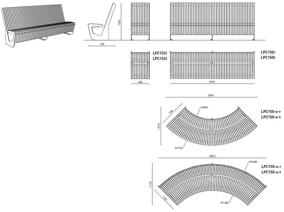 mmcité1 Изогнутая скамья со спинкой sun-id-1493570 - Вид №12