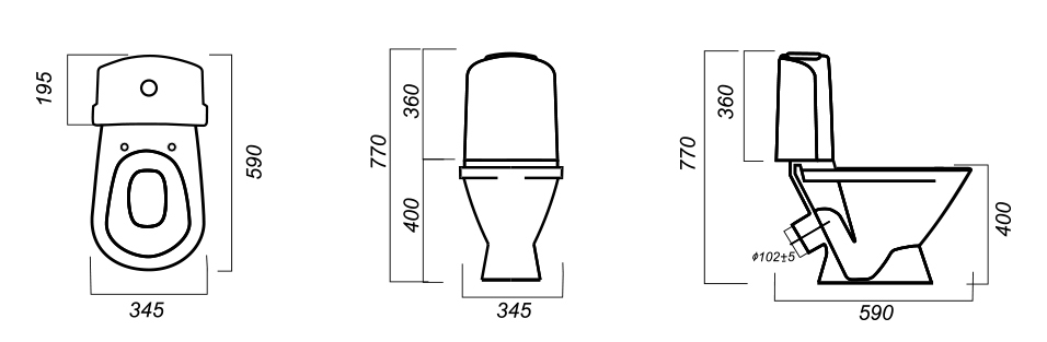 13825 Компакт унитаз с бачком Белый Лобненский Стройфарфор  Россия  - Вид №1