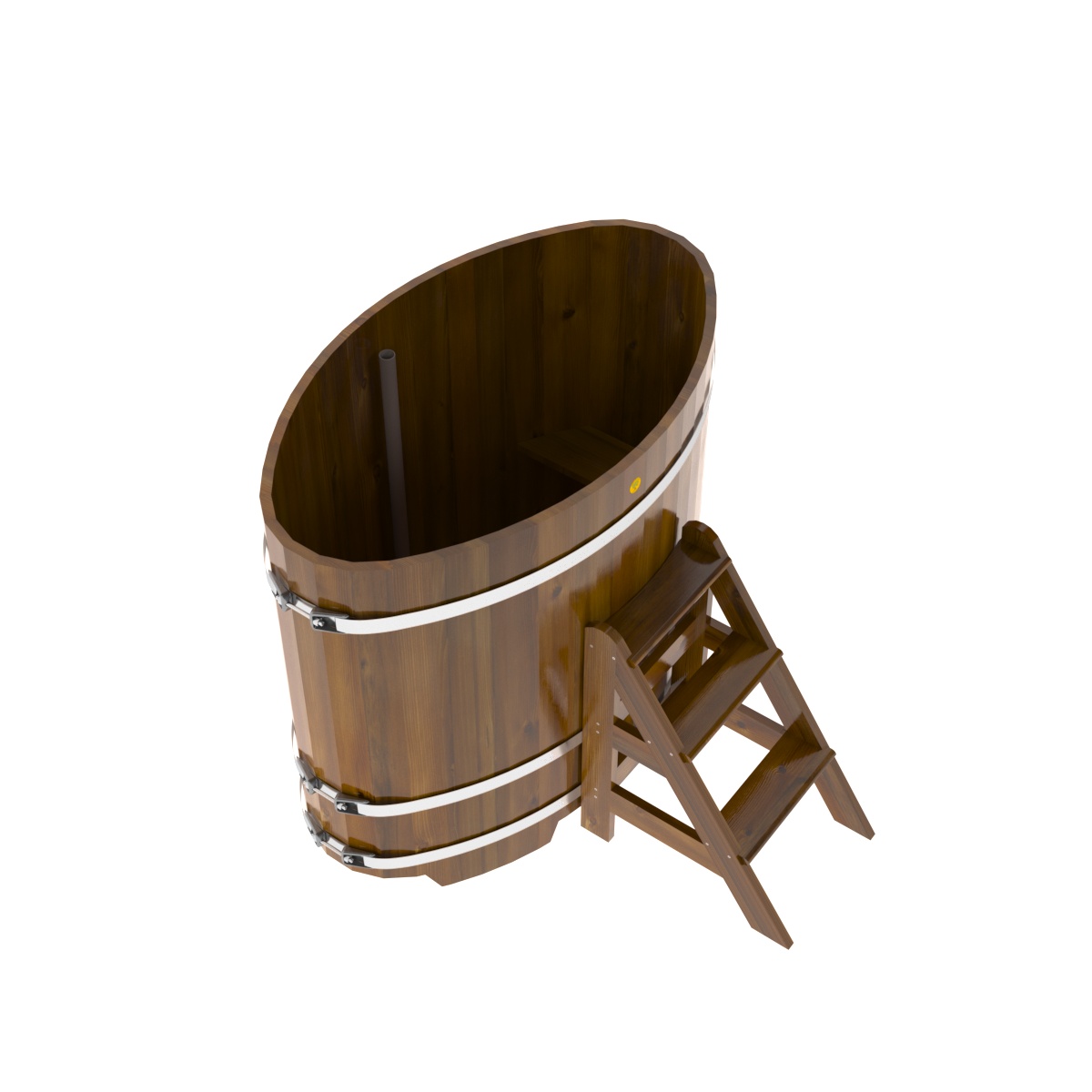 2267 Купель овальная из лиственницы Рустик 0,80х1,42х1,2 морёная Alyarus  - Вид №2