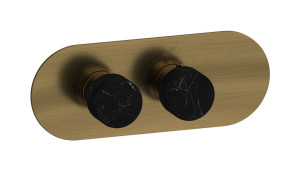 Комплект наружных частей термостата на 1 потребителей - горизонтальная овальная панель с ручками Marmo WE ARE IB eua122mbnmr_2 Modern Bronze Aqua