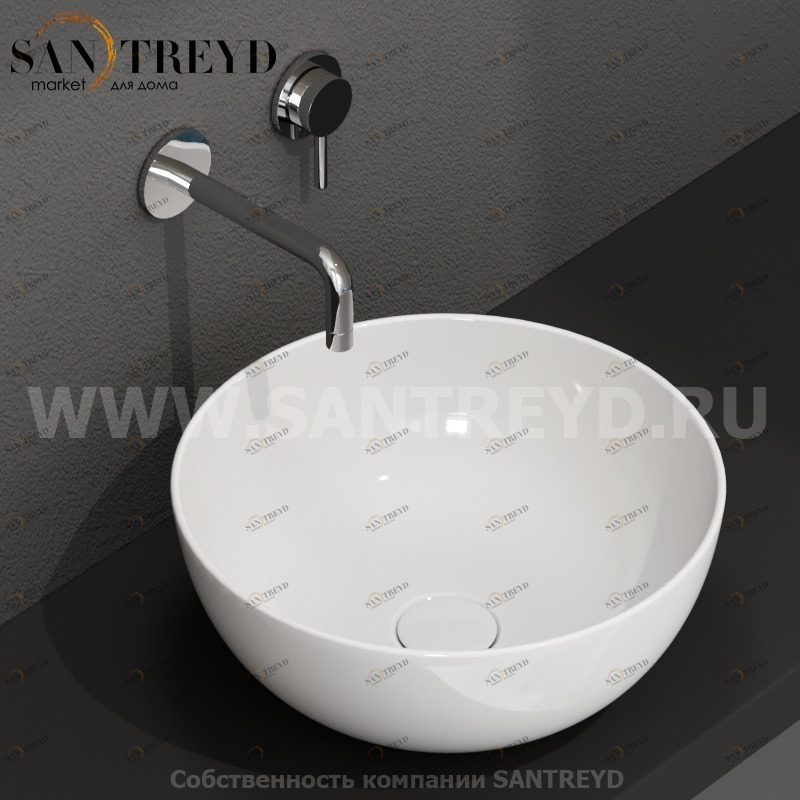 B6T37BI Накладная раковина на столешницу  круглая Ceramica Globo T-EDGE