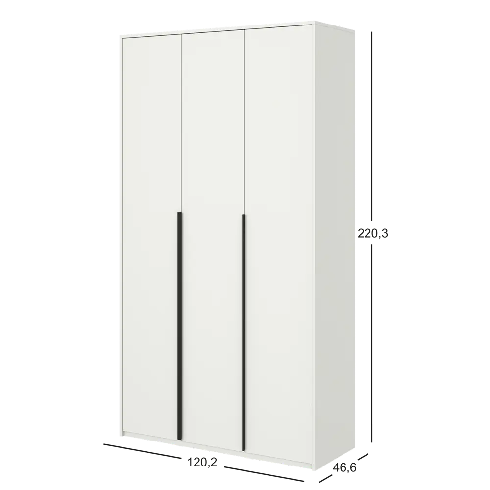 Шкаф распашной Бергамо с 3 дверями 120x220x46.6 см ЛДСП цвет белый Santreyd STLM-2066971 - Вид №6