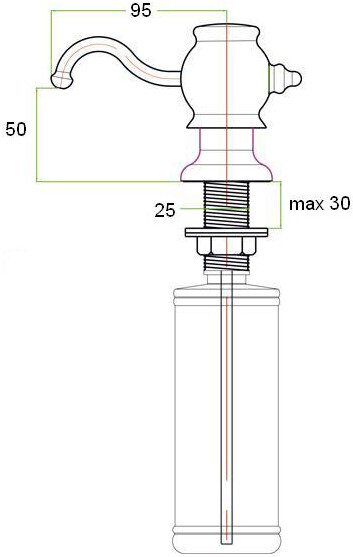Встраиваемый дозатор ZorG Inox ZR-24 BLACK для жидкого мыла, черный - Вид №1