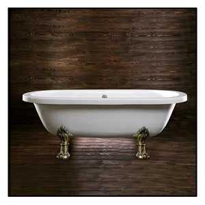 Ванна напольная отдельностоящая белая с золотыми ножками "Орлиная лапа" Akcjum Octavia WN-09-05-BR
