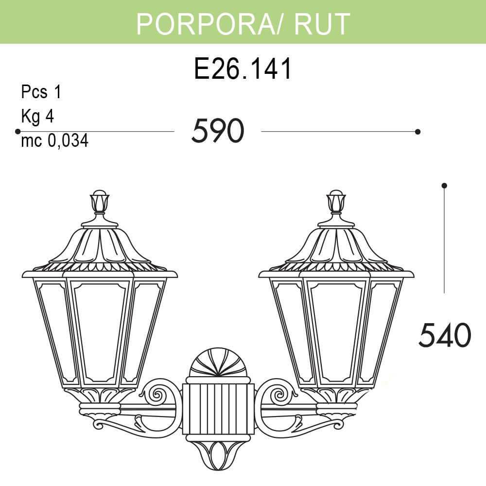 Уличный настенный светильник Fumagalli Porpora/Rut E26.141.000.AYF1R FUMAGALLI ПОД СТАРИНУ, ФОНАРЬ 271830 Черный  - Вид №1