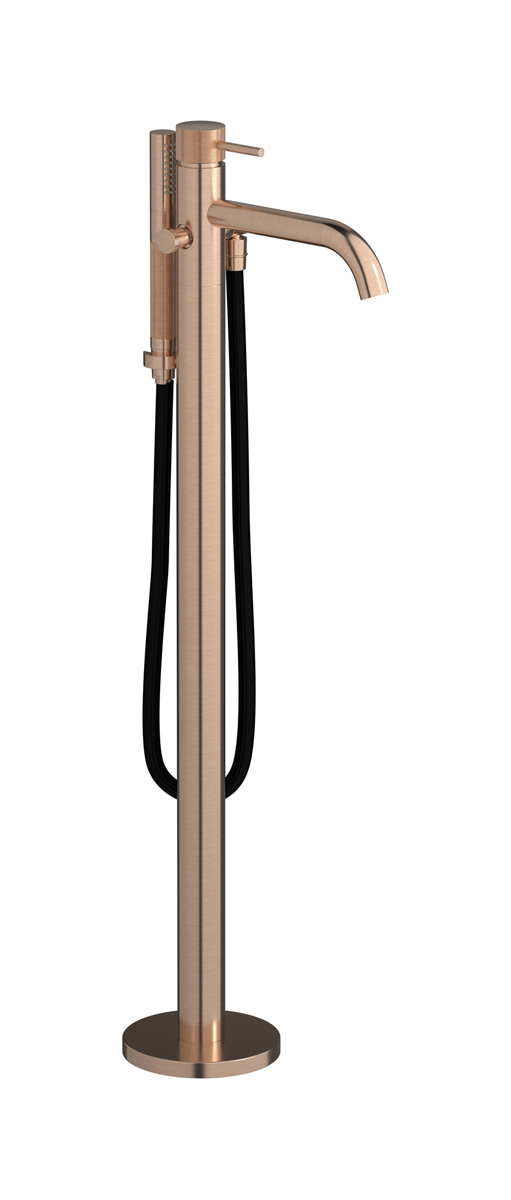 Напольный смесиель для ванны с встроенным душем. WE ARE IB id399sr Brushed Rose Gold Industria