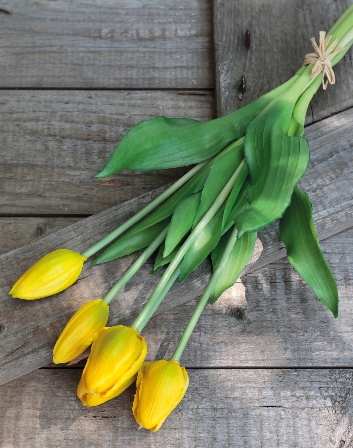 2952 330 a3 Искусственный букет тюльпанов, 5-кратный, 37 см, желтый H-andreas  - Вид №5