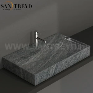 B6R81SG Подвесная раковина настенная прямоугольная Ceramica Globo T-EDGE серая