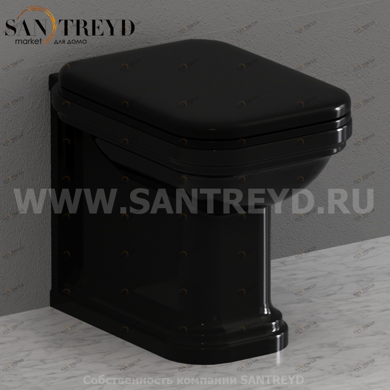 411804 Приставной унитаз напольный Черный Kerasan Waldorf Италия