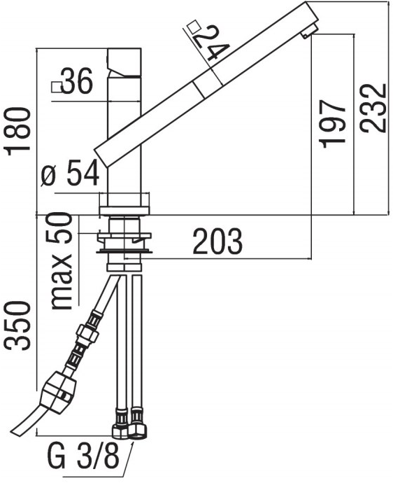 Nobili Rubinetterie Смеситель для кухни хромированный с вытяжным душем Tower Tw00117cr - Вид №2