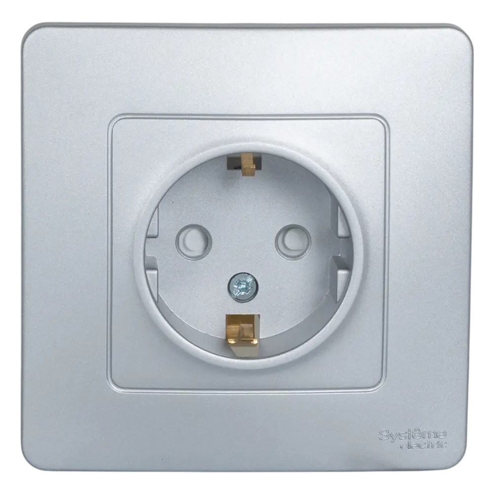 Розетка встраиваемая Systeme Electric Blanca 16 А с заземлением цвет алюминий STLM-2103023