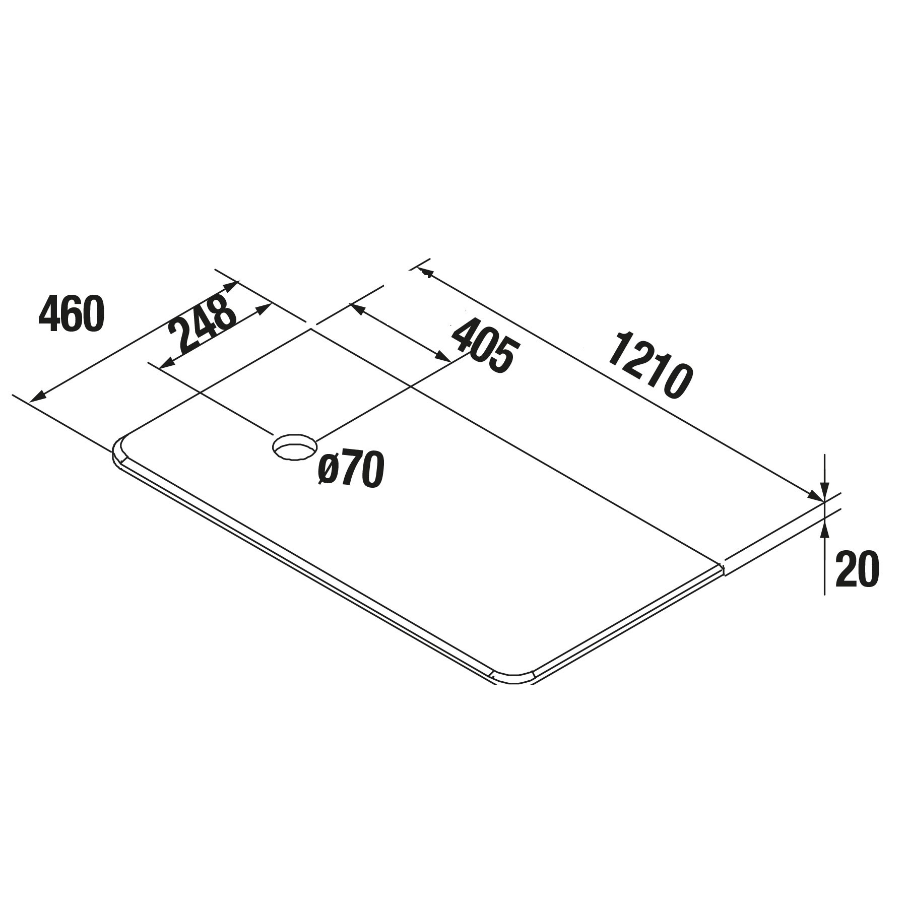 83943 SALGAR Столешница UNIIQ 1200 правая MARQUINA BLACK для верхней раковины 1210 x 22 x 460 мм  - Вид №2