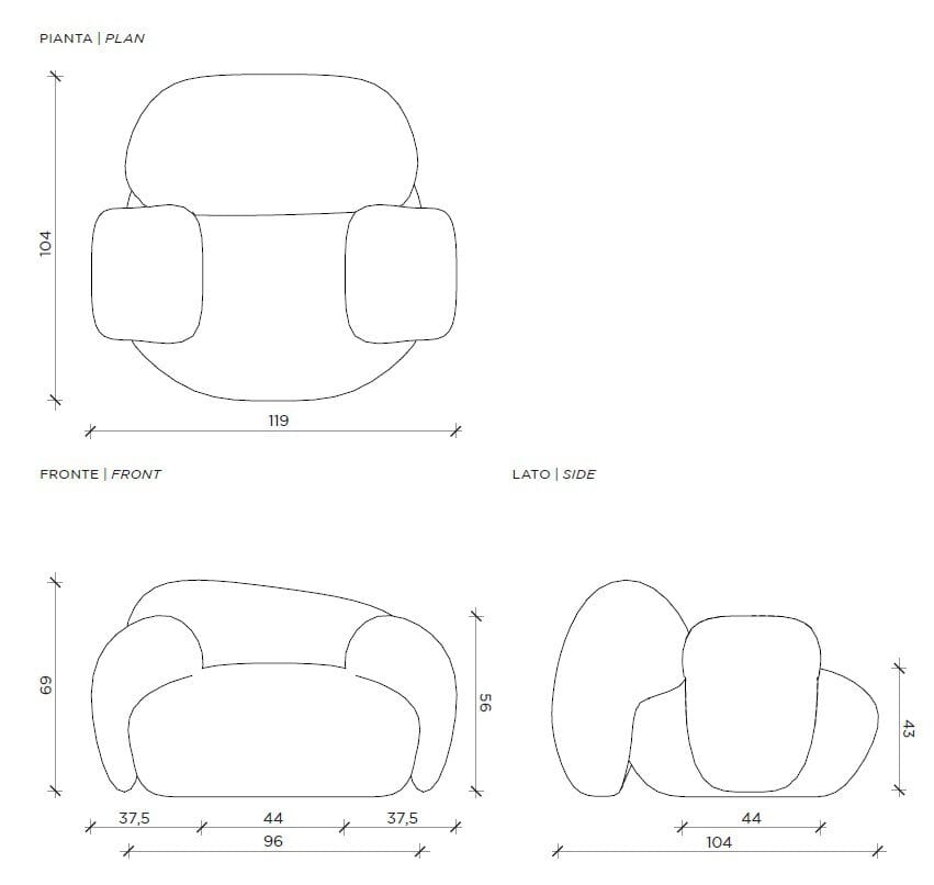 Тканевое кресло с подлокотниками Mogg MOCHI ARCH-00100188 - Вид №3