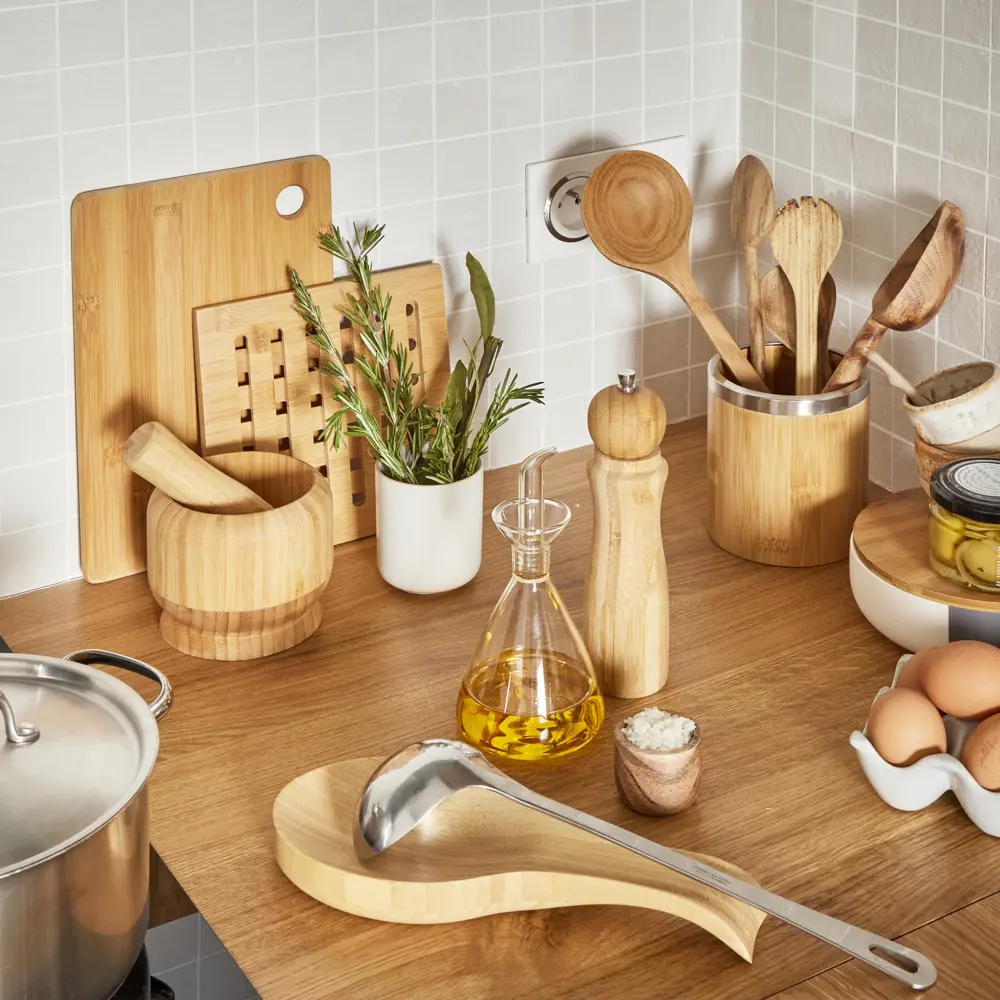 Ступка с пестиком 10.6 см бамбук цвет желтый Santreyd STLM-2062497 - Вид №7