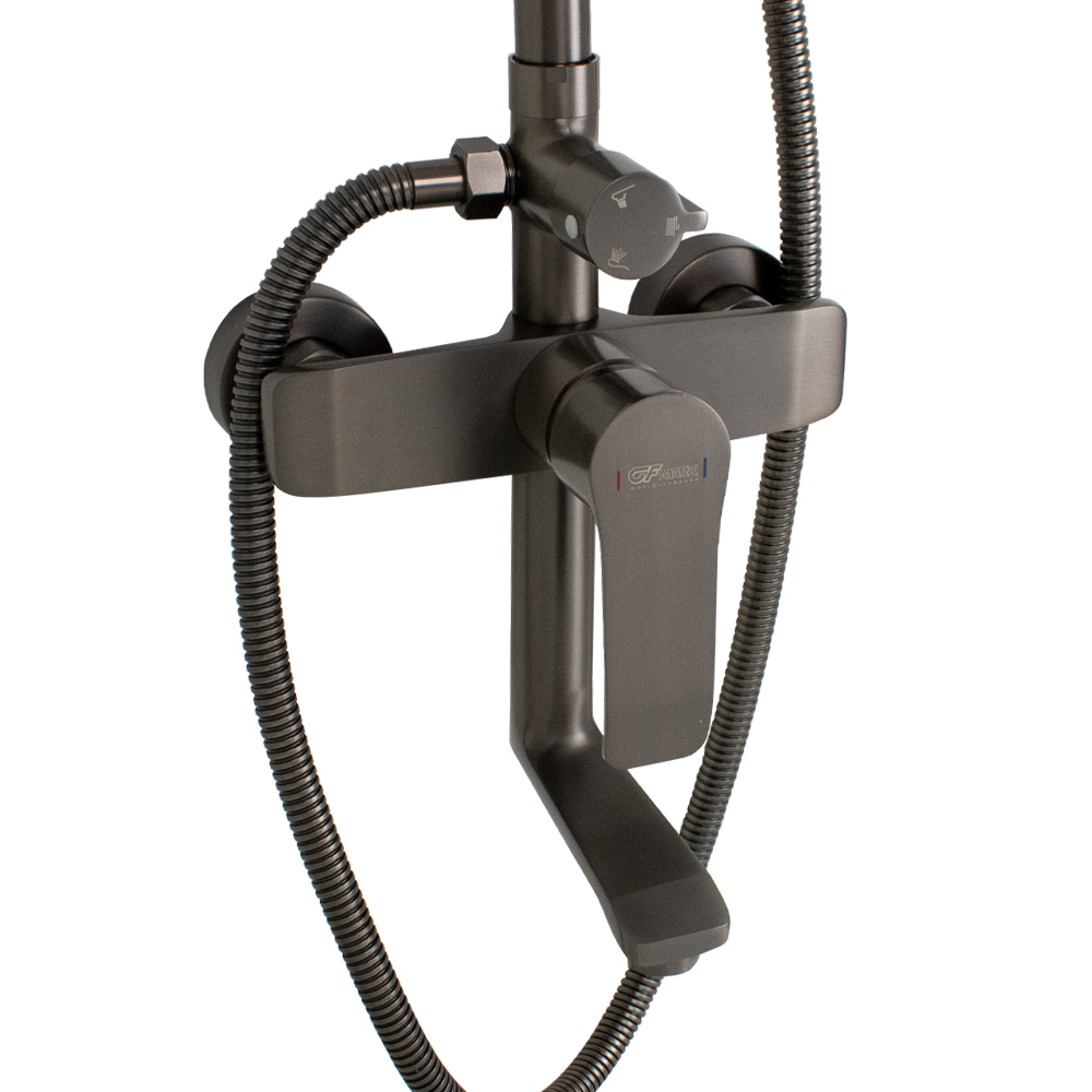 GFmark - Смеситель + стойка душевая "тропический душ" с двумя лейками, ТИТАН, код: 5175  - Вид №2