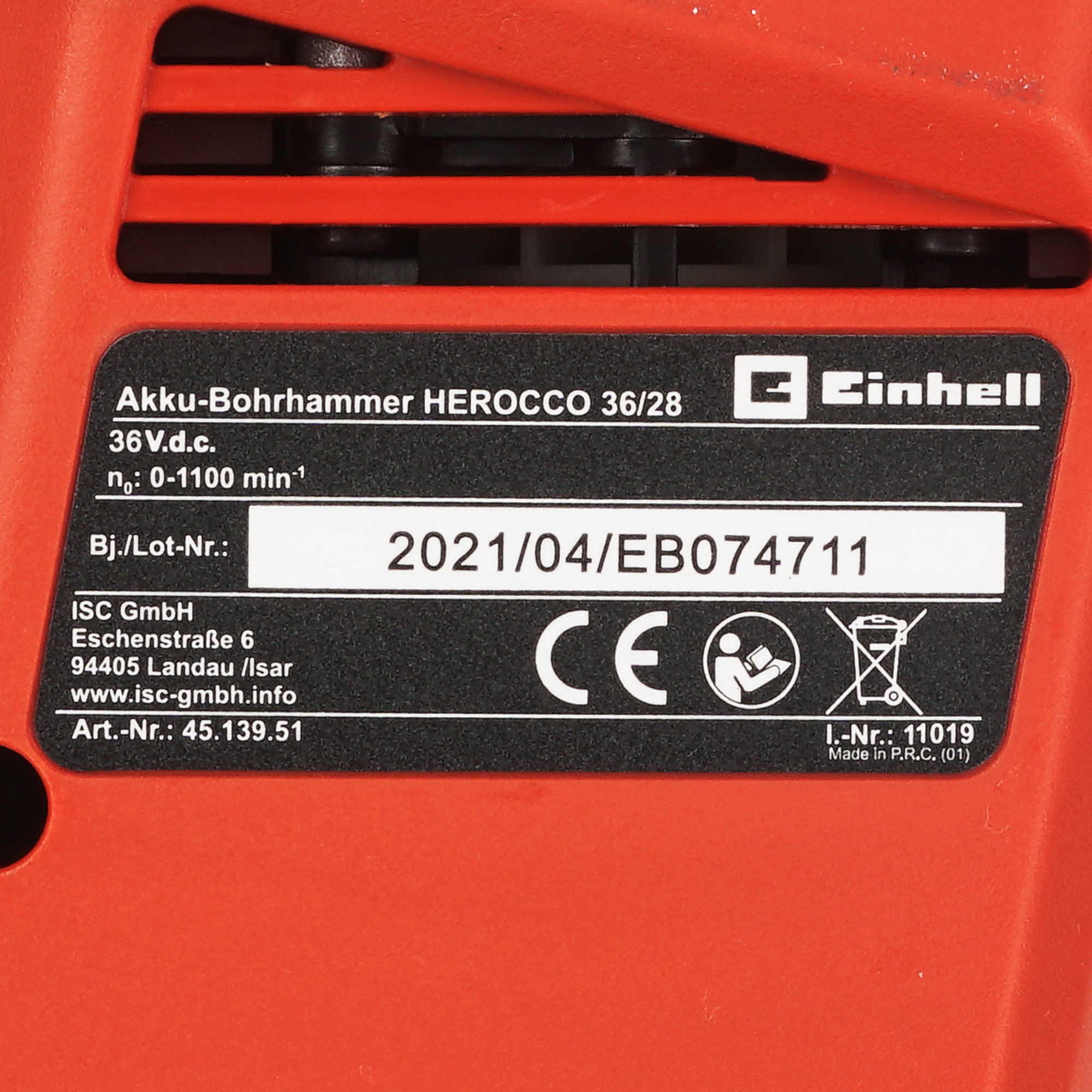 Перфоратор Einhell PXC HEROCCO 36/28 Power X Change 18V , Без ЗУ, Без АКБ 9148565 STDN-0084744 - Вид №2