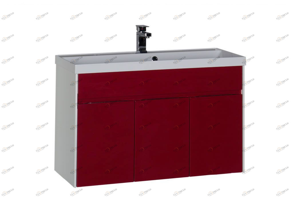 Тумба с раковиной Aquanet Латина 100 бордо 0017992800179392