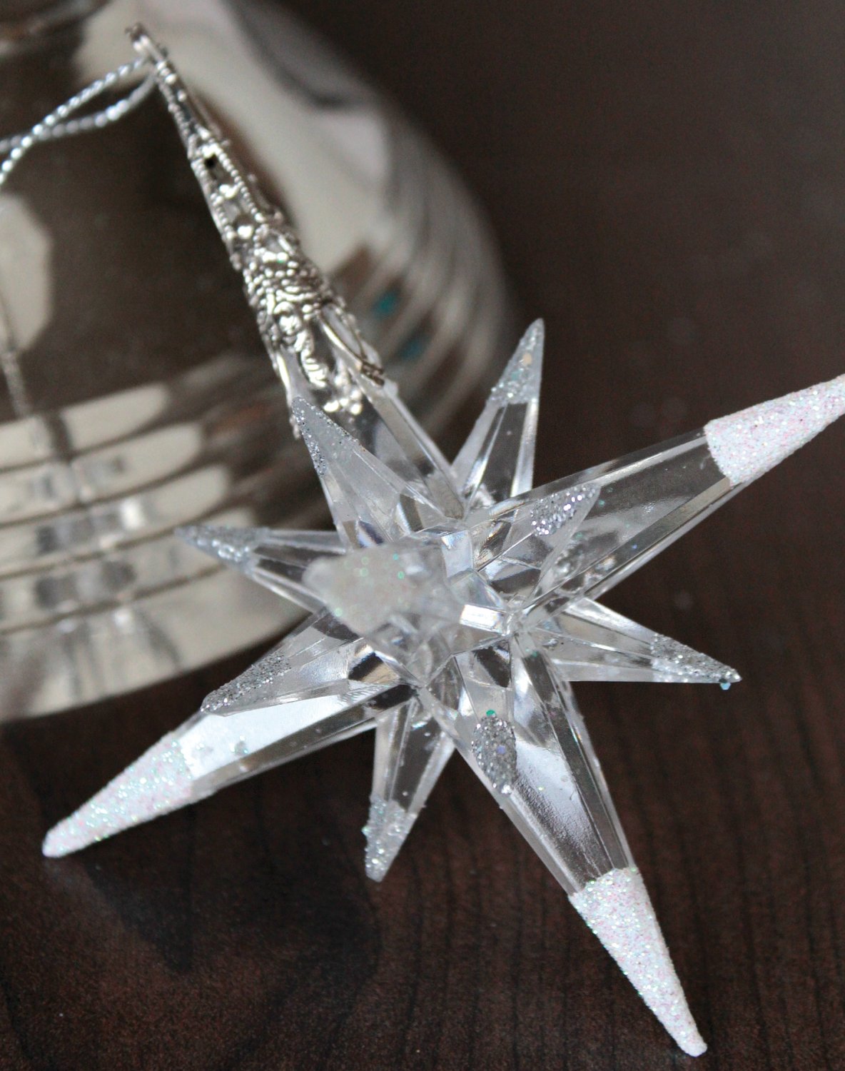 1322 796 a3 Декор звезда, акрил, 10 см, бело-серебристый H-andreas  - Вид №1