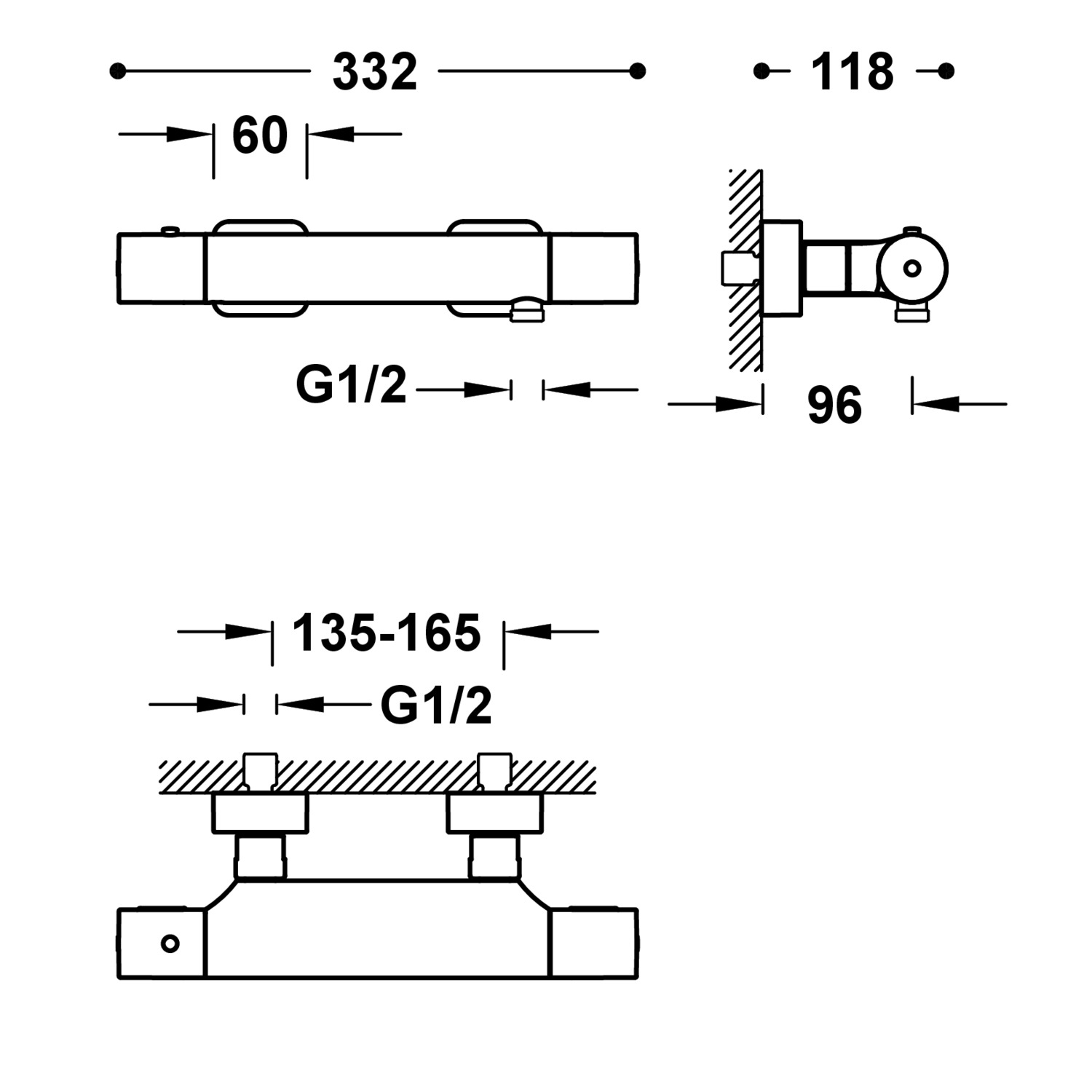 Настенный термостатический смеситель для душа TRESMOSTATIC-20016409NE TRES Thermostatic - Вид №1