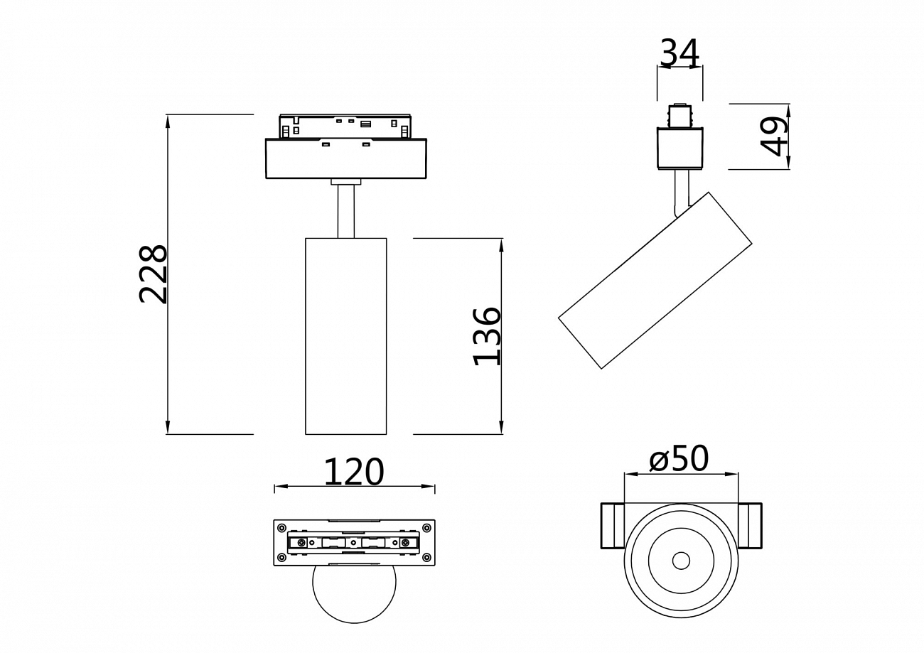 Трековый светильник черный TR019-10W4K TECHNICAL MAGNETIC TRACK SYSTEM 00-3956248 Черный  - Вид №1