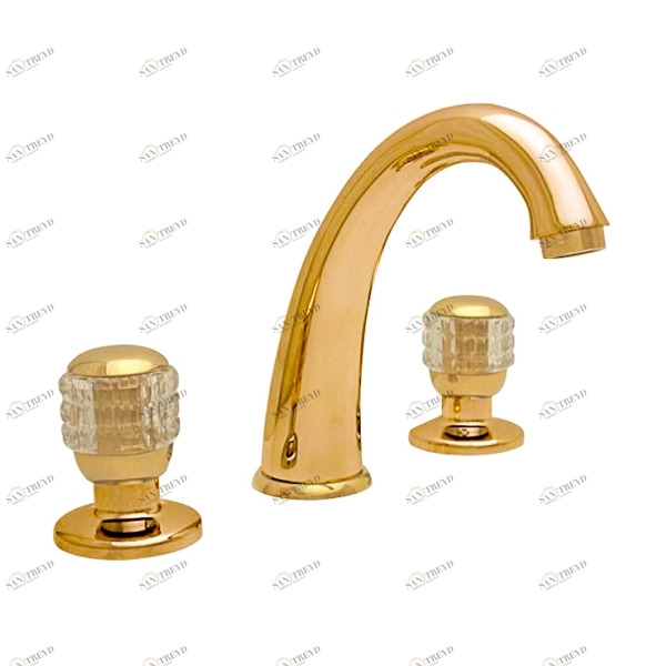 Смеситель для раковины на 3 отверстия 24.005G MAIER ELITE CRISTAL 24005G