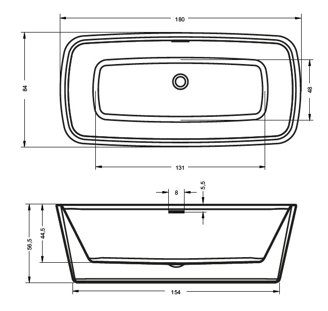 BD0300500000000 Ванна акриловая Riho Admire Santreyd - Вид №1