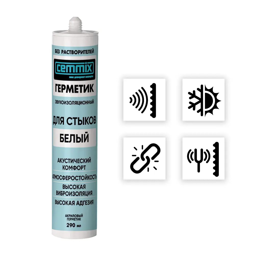 Герметик акриловый Cemmix виброакустический белый 290 мл STLM-2007614 - Вид №3