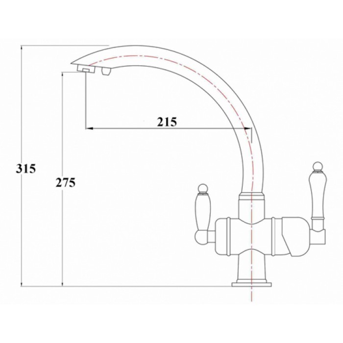 Zorg ZR 327 YF хром песочный Смеситель для кухни Zorg 315х215  - Вид №2