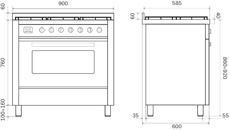 Ilve Отдельностоящая стальная кухня Pro line L09 Santreyd  - Вид №5