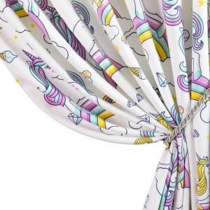 Штора на ленте Единорог 160x260 см цвет розовый