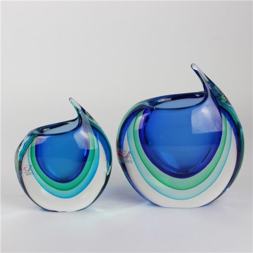 1701 ORIGINALMURANOGLASS Ваза Синий тигр - соммерсо - муранское стекло 15 см  - Вид №1