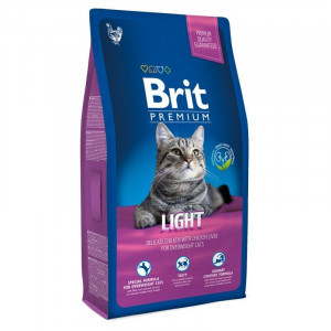 ПР0037868 Корм для кошек Premium Cat Light для склонных к излиш.весу, курица и печень сух. 8кг Brit