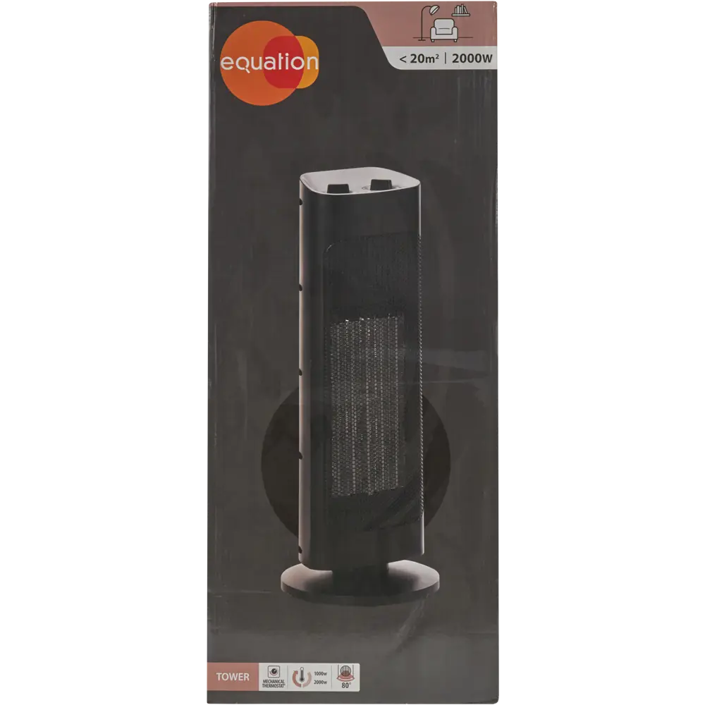 Тепловентилятор колонный керамический электрический Equation с механическим термостатом 2000 Вт черный STLM-2184112 - Вид №3