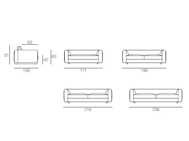 Ткань или кожа двух/трех местный диван CTS SALOTTI Capetown ARCH-00072308 - Вид №3