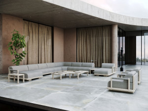 Угловое садовое кресло из ткани