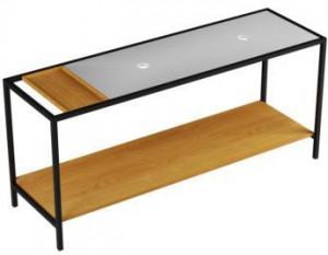 STP 180 03 Мебель для подвешивания и подставки Azzurra ceramica Основание из окрашенного металла в комплекте с изготовленной на заказ полкой с 2 ​​отверстиями, деревянной крышкой для предметов и деревянной крышкой со встроенным держателем для полотенец HA